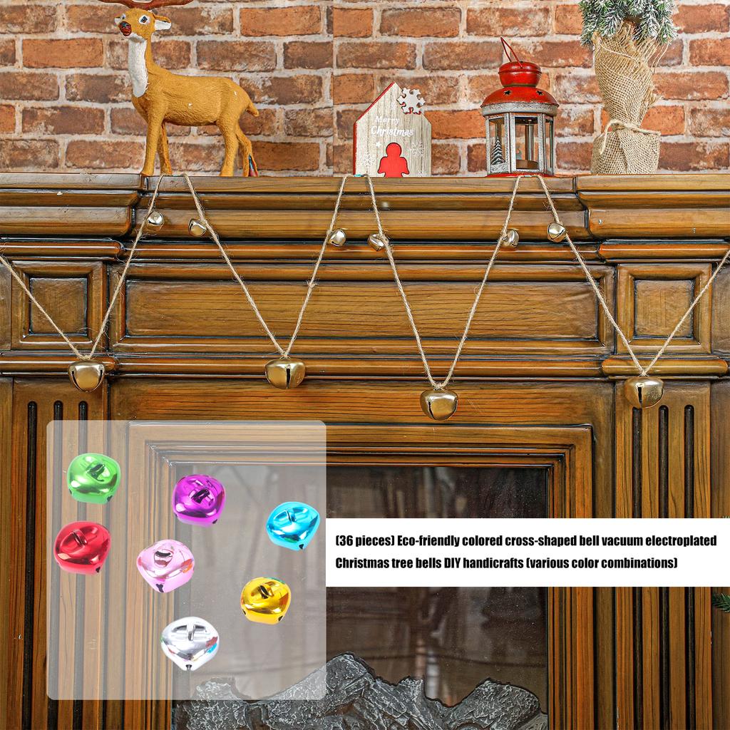 36Pcs Eco Friendly Colorful Cross Bells For Christmas Tree Decorations DIY Crafts With Durable Vacuum Plating Finish