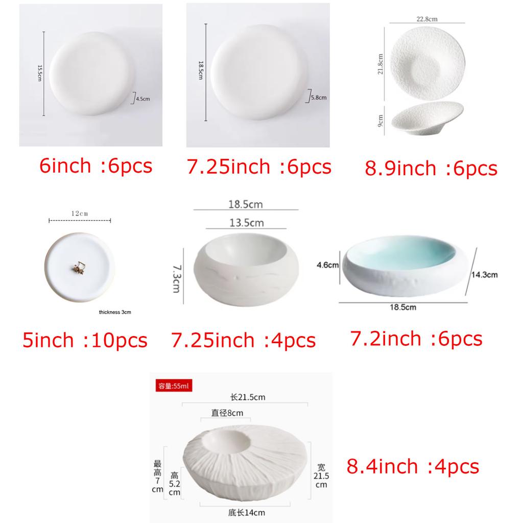 Pure White Ceramic Pleated Plate Restaurant Irregular Soup Plate Salad Plate Pasta Dessert Plates Cooking Specialty Tableware