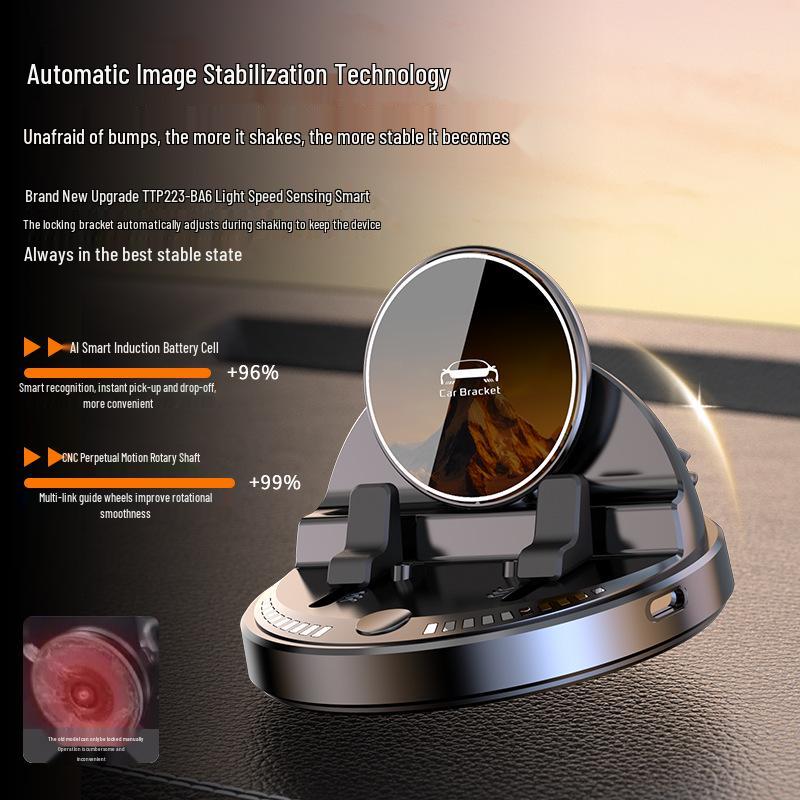 Intelligente 15W Schnelllade-Handyhalterung fürs Auto mit Anti-Rutsch-Silikon & 360° Drehung