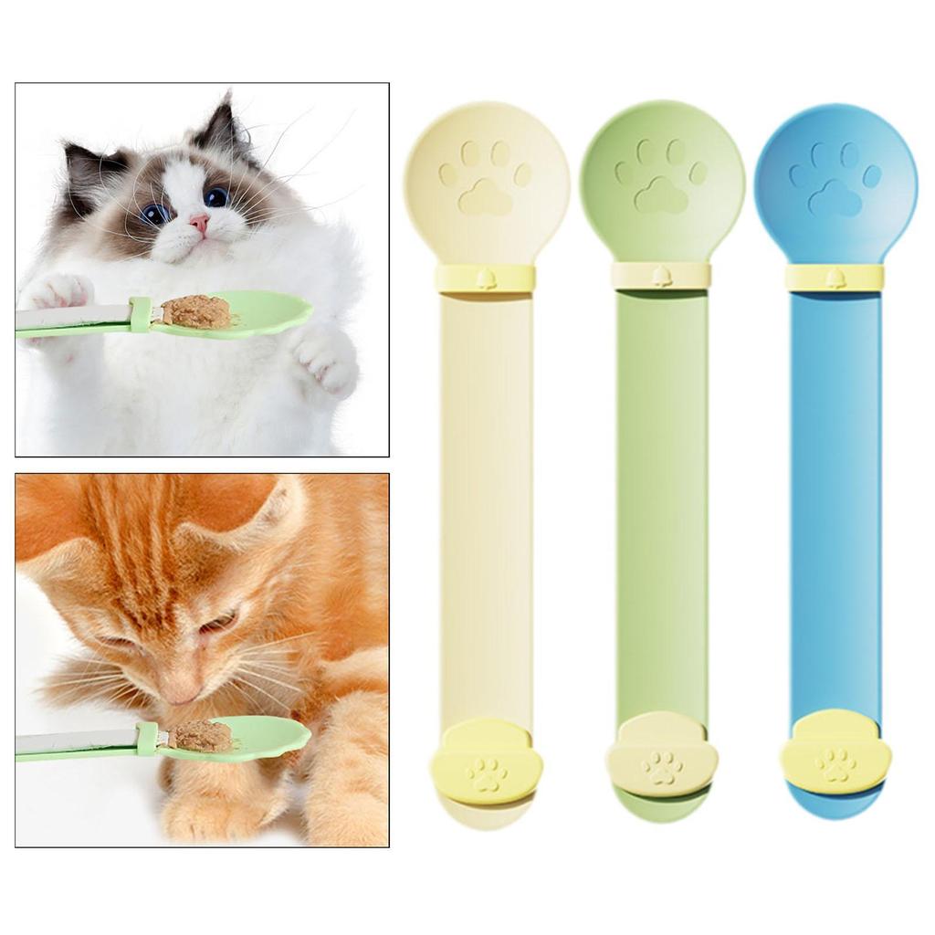 Cat Strip Squeeze Spoon Paw Shape Portable Lickable Cat Treats Spoon Multi Use Pet Food Spoon for Cat Kitten Puppy Wet Food
