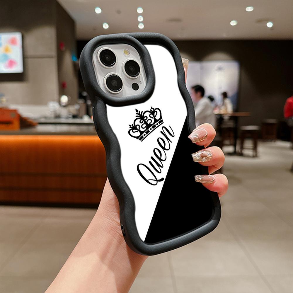 Macaron Büyük Dalga Yumuşak Telefon Kılıfı iPhone 11 12 13 14 15 Samsung A13 A14 A15 A23 A24 A25 A54 A55 Xiaomi Redmi Not 13 Kapak A17 Çift Kraliçe Kral