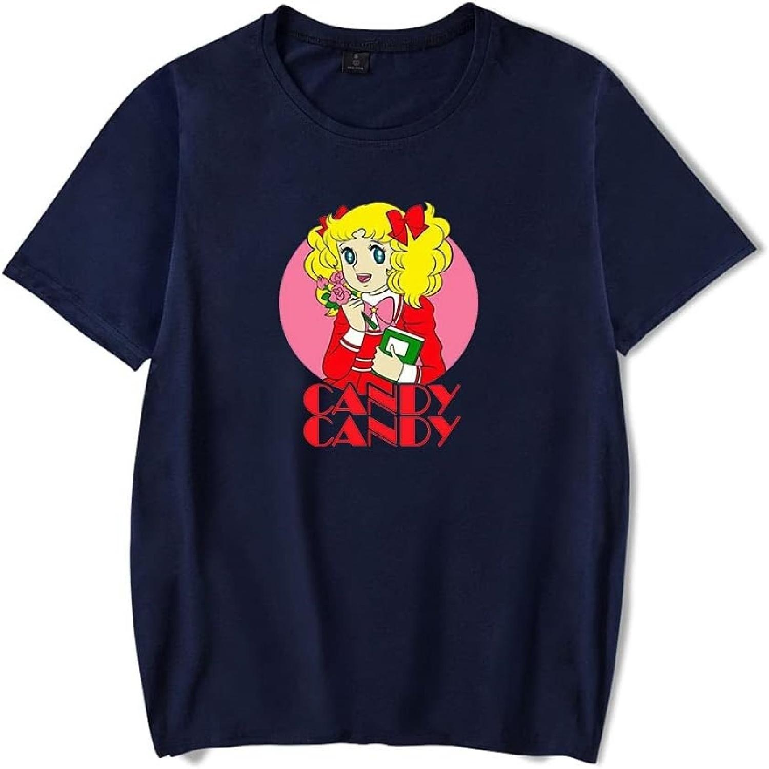 

WJHYWDH Candy Candy New Anime T-Shirt Merch Casual Short Sleeved T Shirt Unisex Tee (Navy, 4X-Large) XXXXXL