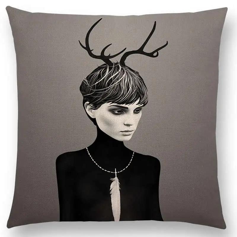 New Black White Style Wonder GirlSofa Pillow Case Elegant Lady Miracle Beauty Portrait Noble Mind Gorgeous Ideas Cushion Cover