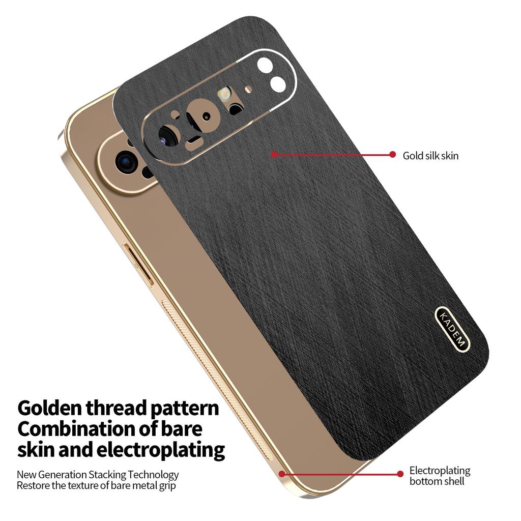 Plating Gold Silk Skin Case For Google Pixel 10 9 XL 8 7 6 Pro 8 7 6 A Leather Shockproof Cover for Pixel 9pro xl 8a 9A 8pro 7A