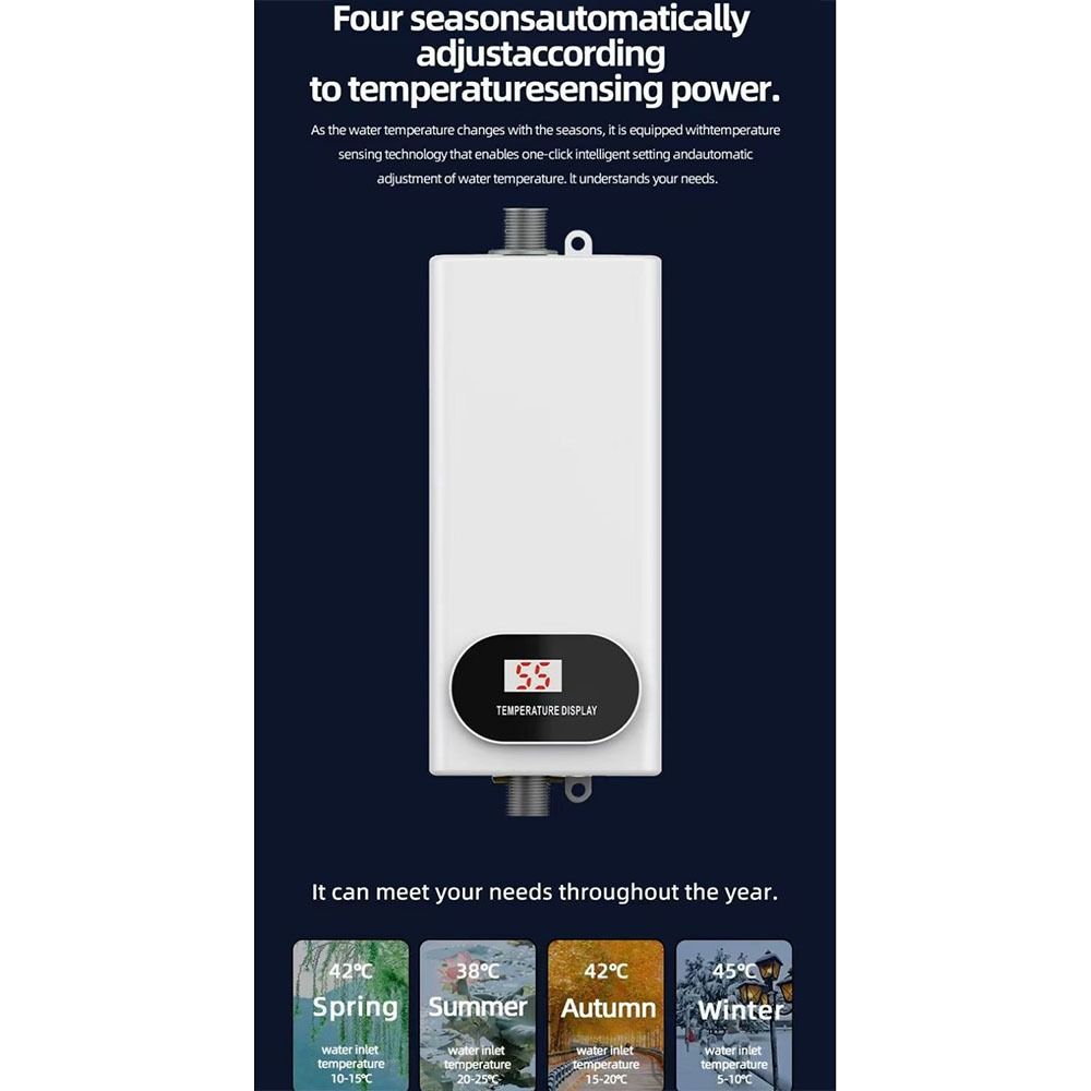 Instant Hot Water Instant Water Heater Digital Display Tankless Water Heater Shower Heating