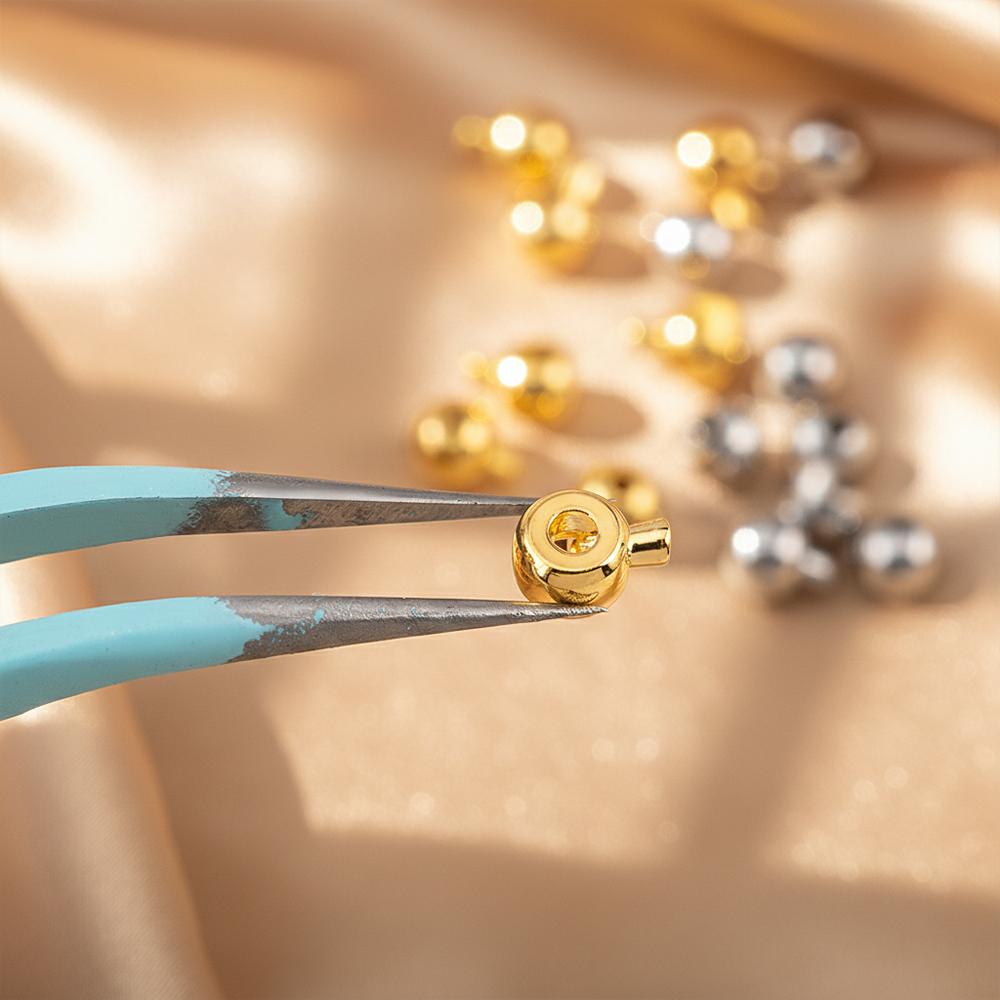 10/20pcs 18K Gold Plated Brass Crimp End Bead DIY Bracelet Stopper Bead Closures End Clip Snap Clasps Jewelry Making Accessories
