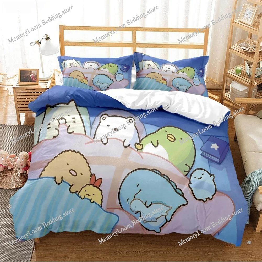 Cartoon Sumikko Gurashi Anime Niedliche Bettbezug Lustiges Kawaii Bettwäsche-Set Weicher Bettdeckenbezug und Kissenbezug Einzel_Doppel_Queen_King