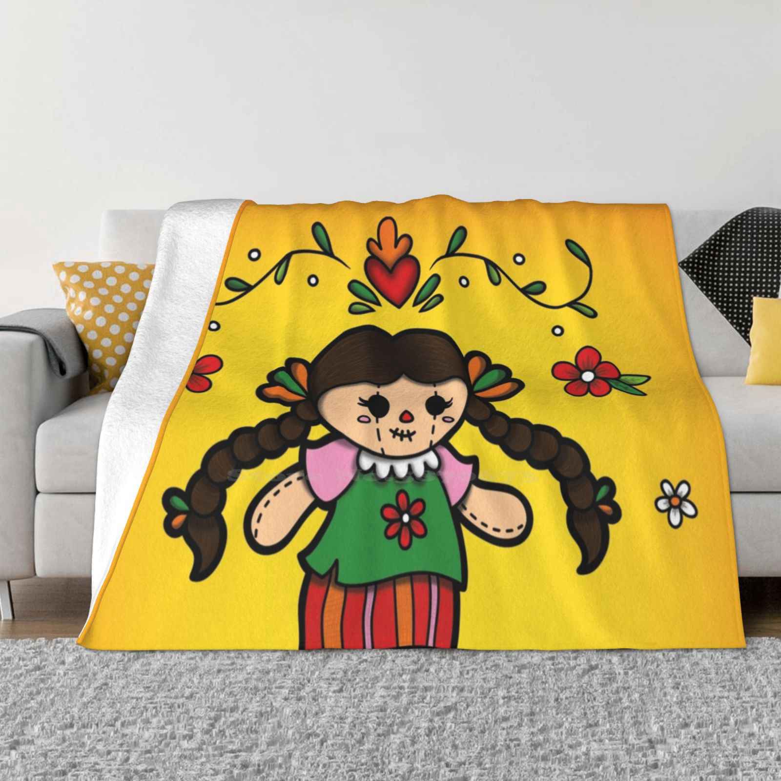 Mu ? Eca Maria Super Warm Soft Blankets On Sofa/Bed/Travel Muneca Marias Rag Doll Flowers Mexico Mexican Doll Rosa Maria Renova 30x40in