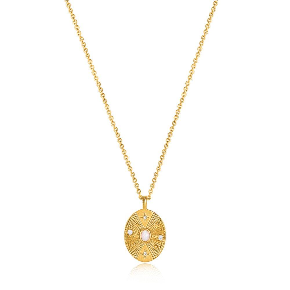 Scattered Kyoto Opal Disc 925 Silver Necklace N034-03G