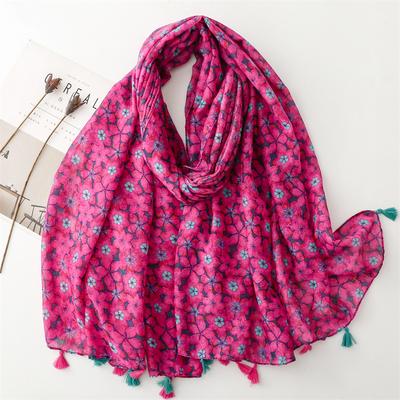 Designer Sciarpa Donna Stampa Classica Sciarpe da Donna Sensazione di Cotone Morbido Hijab Oversize Fascia per Collo Testa Frange Foulard