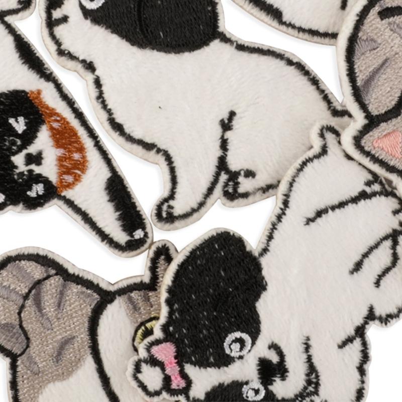 9 Pcs Cartoon Animal Embroidered Patches Cats Iron On Patches Repair Patches Dogs Sewing Patches for Clothes Bag