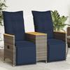 VidaXL 2-seater Reclining Garden Sofa with Table In Grey Polyrattan 365724