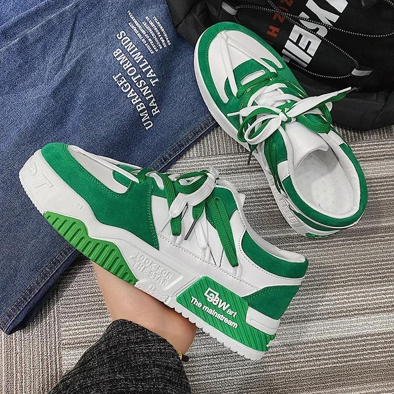 Fashion Sneakers Mens Shoes Designer Men Casual Shoes Trend Two-tone Lace Up Platform Student Shoes Male Vulcanized Zapatillas De Hombre