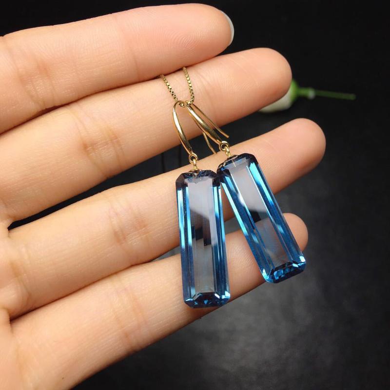 High Quality  Inlaid Rectangular Blue Crystal Drop Earrings For Women Charm Minimalist Fashion Earings Party Jewelry
