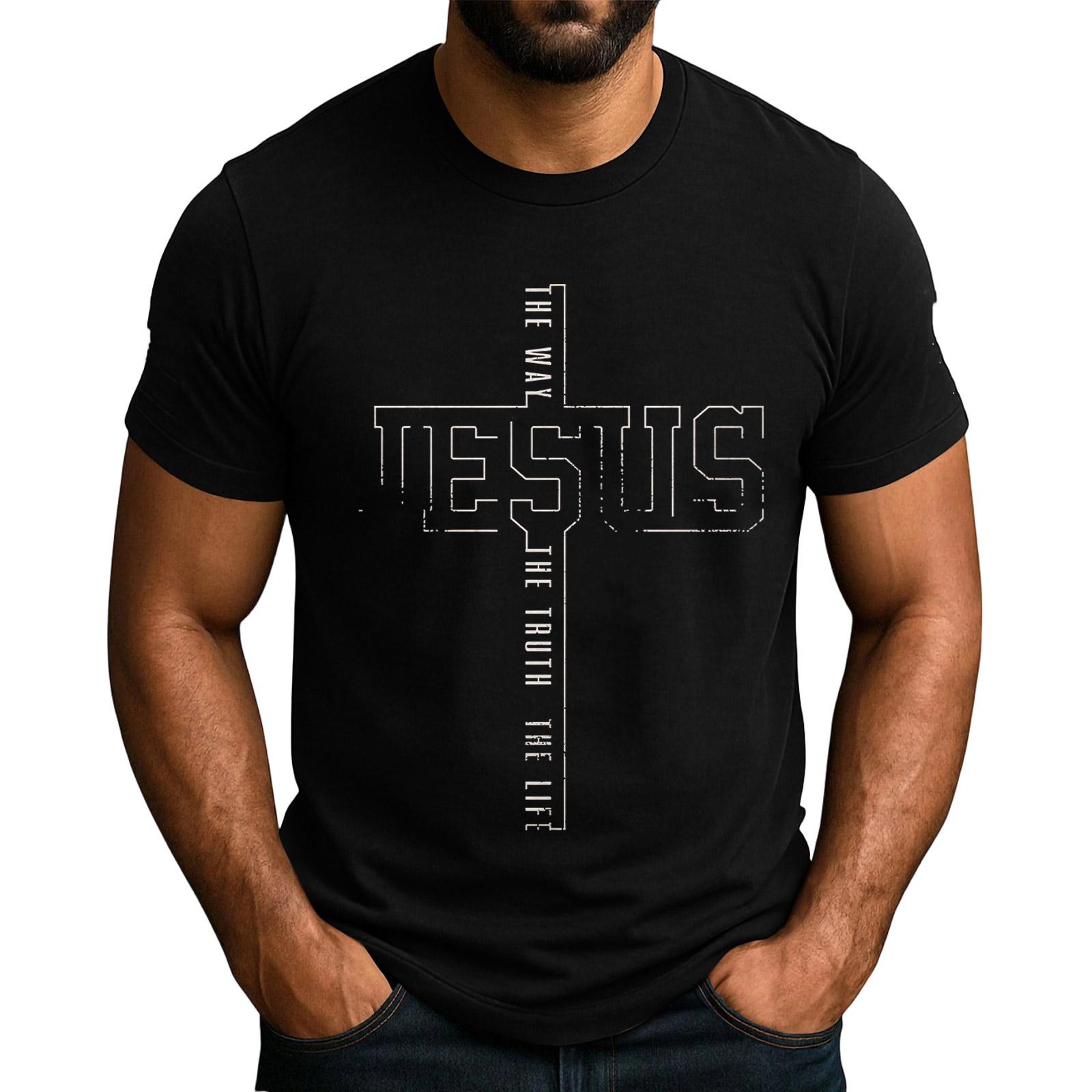 

Men s Popular T-shirt Printed Round Neck Short Sleeve T-shirt M чорний