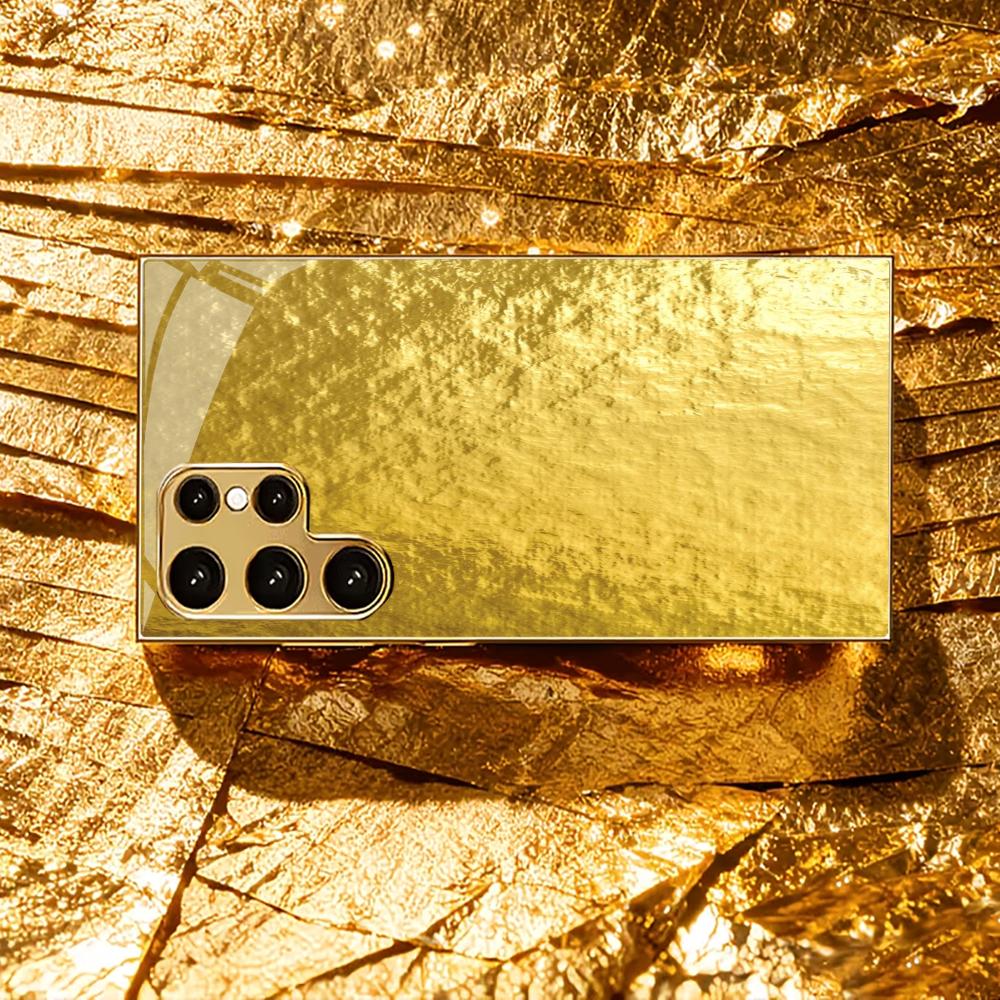 Gold Protective Cover Atmosphere Highend Electroplating Glass PhoneCase for Samsung Galaxy S26 S25 S24 S23 S22 S21 FE,Ultra,Plus