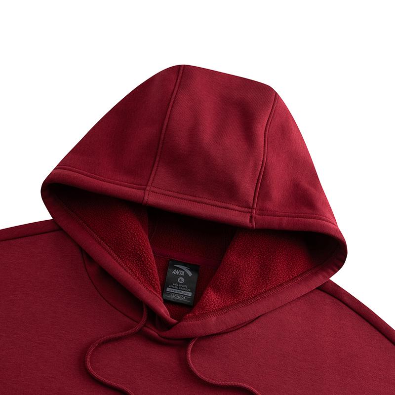 Anta Autumn Fleece Hooded Sweatshirt Unisex tops Lychee-Red 972548703-4