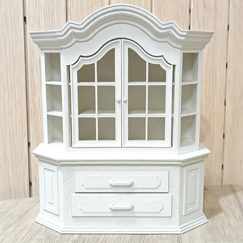 Solid Plastic Mini Cabinet Bookshelf Model Dollhouses Accessories For Bedroom Kitchen Living Room Tiny House Decoration