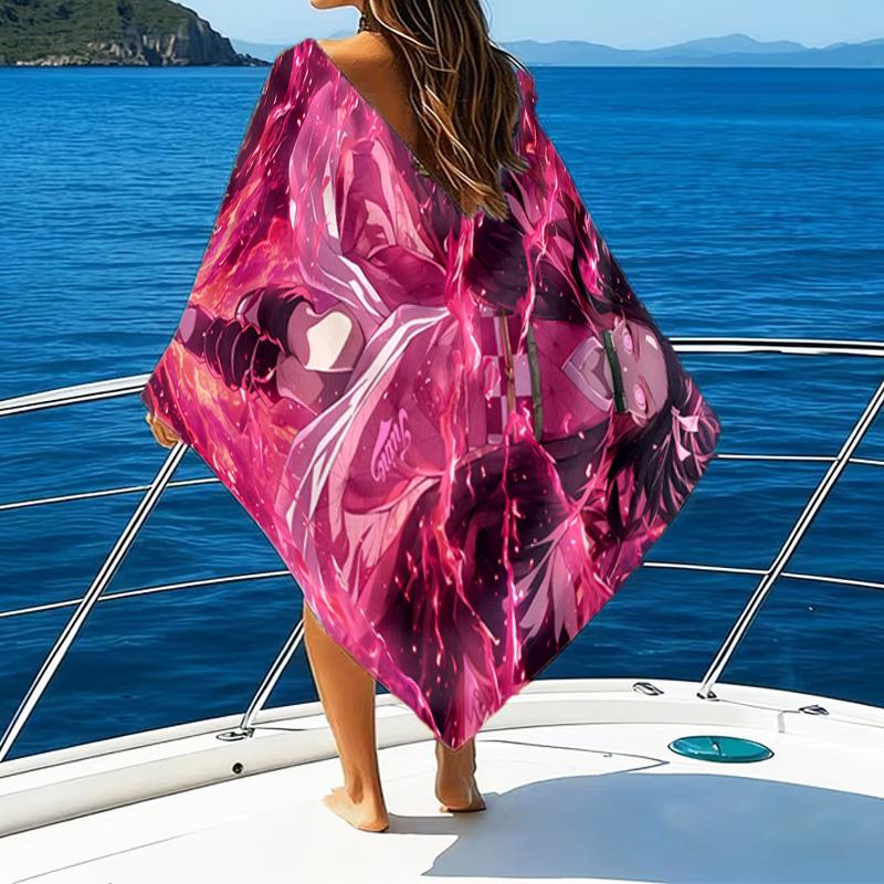 Ghost Slayer's Night Beach Towel - Soft, Absorbent Microfiber, Lightweight, Ideal for The Beach, Parties, Travel, Camping fan gifts