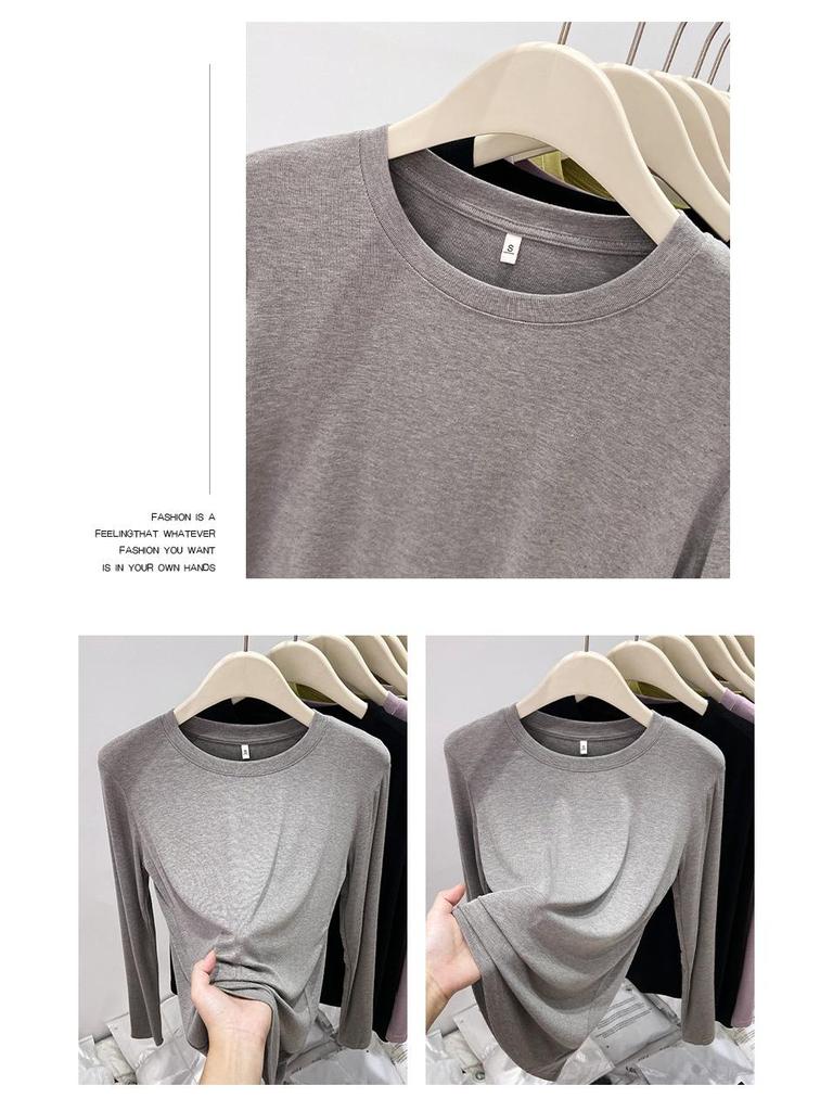 Damen Modal Weich Langarm Schlankmachendes Basisschicht T-Shirt für Frühling 2025