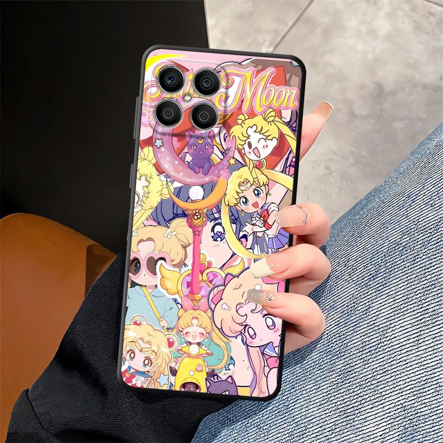 Case for Honor 90 200 400 Lite Magic5Lite X8 X5b 70 X9a X7 X6 8X Black Soft Phone Cover Beautiful Sailor Moon