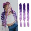 24 Inches Synthetic Rainbow Color Jumbo Braid Hair Extensions High Temperature Fiber Extensions For DIY Crochet Hair Braids