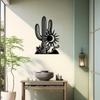 Metal Cactus Wall Art Sun Bull Design Elegant Black Iron Decor Living Room Balcony Gift