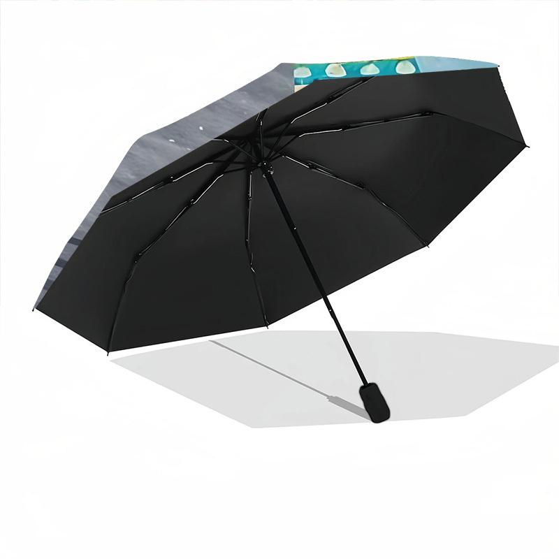 1pc Winter Cat Automatic Open/Close Umbrella with One-Touch Button, Compact Folding Canopy, Sturdy 8-Rib Windproof Design S28
