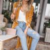 Cappotto da Donna Tinta Unita Facile da Abbinare Morbido Traspirante Flanella Cardigan Lunghezza Polpaccio Morbido Punto Aperto Cappotto Maxi Abbigliamento Donna