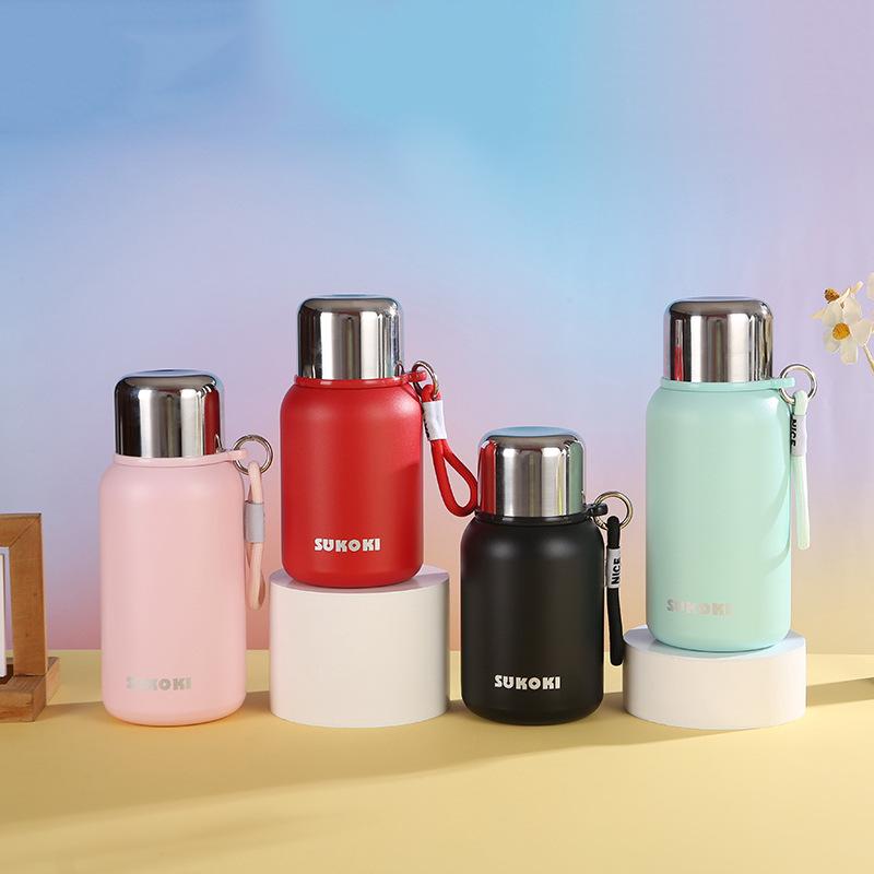 Nový nerezový kompaktní termoizolační hrnec Dvojité použití Vysoký vzhled Dámský pohár na vodu Venkovní přenosný termohrnek