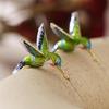 Elegant Hummingbird Enamel Earrings Sturdy Alloy Fashion Statement Pieces for Trendy Women Party and Daily Wear