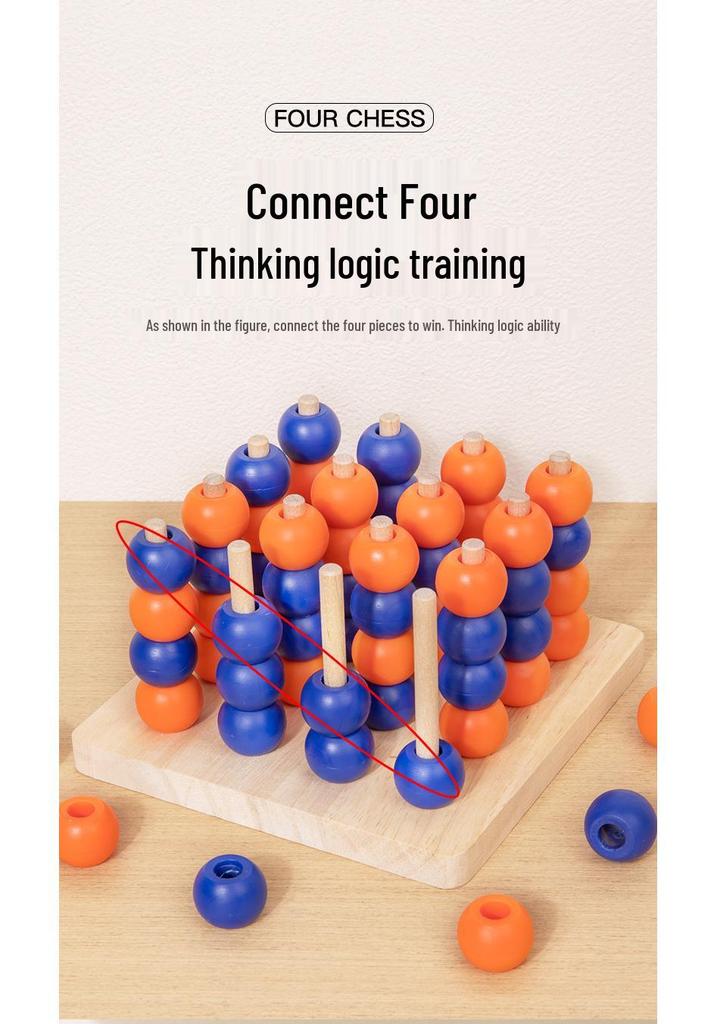 Montessori 3D Four-in-a-Row: Interactive Parent-Child Logic Board Game for Kids