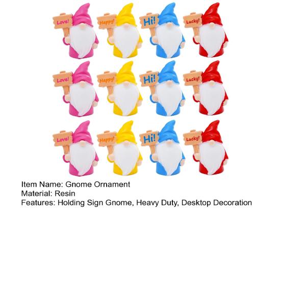 12Pcs Mini Holding Sign Gnome Figurine Tiny Faceless Dwarf Resin Statue Miniature Elf Ornament Fairy Garden Decoration