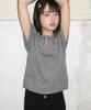 RONRON Heart Line Short Sleeve Knit Gray