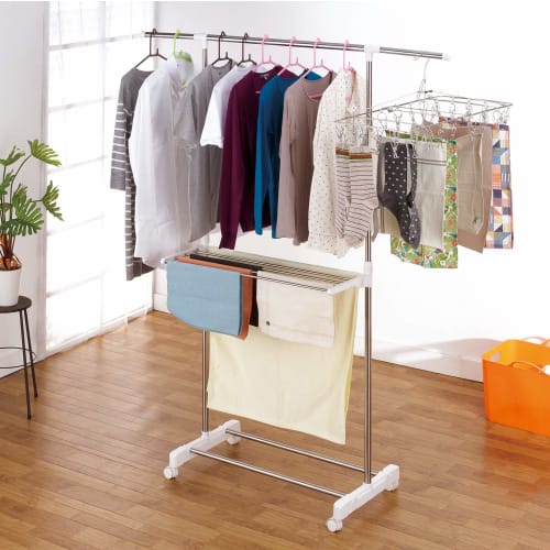Takeda Corporation Compact, Multi-Functional Clothes Drying Rack SNM-002, 88.5 X 42.5 X 97 Cm, Silver