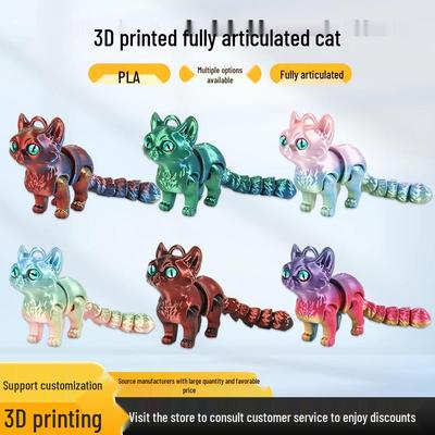 3D-gedrucktes bewegliches Kätzchenmodell: Handgefertigter Katzen-Schmuckstück Geschenk