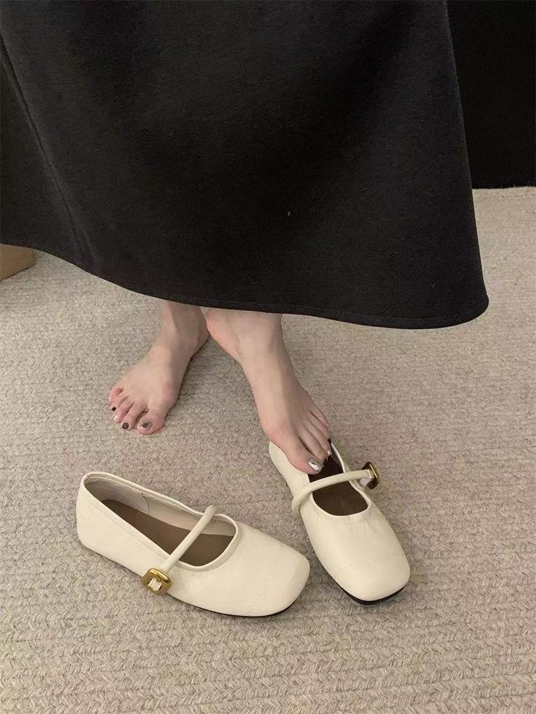 Soft-soled Mary Jane Shoes Round Head Shallow Mouth Summer New New Chinese Versatile One-word Strap Single Shoes Flat Women