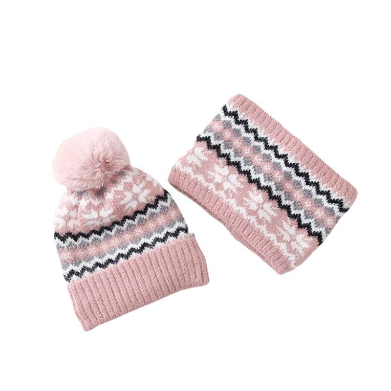 Winter Warm Knitted Hat Cycling Hat Women's Winter Wool Hat Fleece Windproof and Cold-proof Ear Protection Scarf Two-piece Set