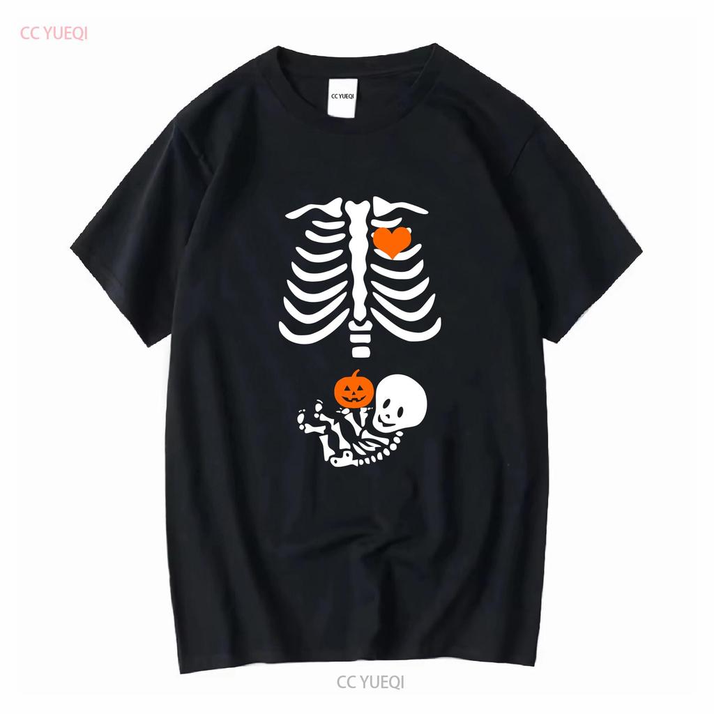 Halloween Skelett Schwangerschaft T-Shirt Mutterschaft Schwangerschaft Outfit lange oder kurze Ärmel Vintage gewaschen Unisex