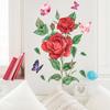 Realistic Roses and Butterflies Flower Wall Sticker for Background Self-Adhesive Removable Home Decor