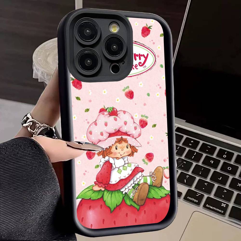 Animated S-Strawberry S-Shortcake Silicone Soft Phone Case For IPhone 17 16 14 13 12 11 15 Pro Max Plus Air Cover