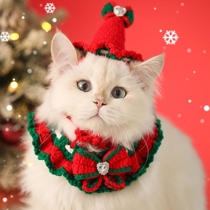 Warm Christmas Pet Scarf For Dogs And Cats Comfortable Warm Winter Neck Wrap With Holiday Design Reversible Pet Scarf
