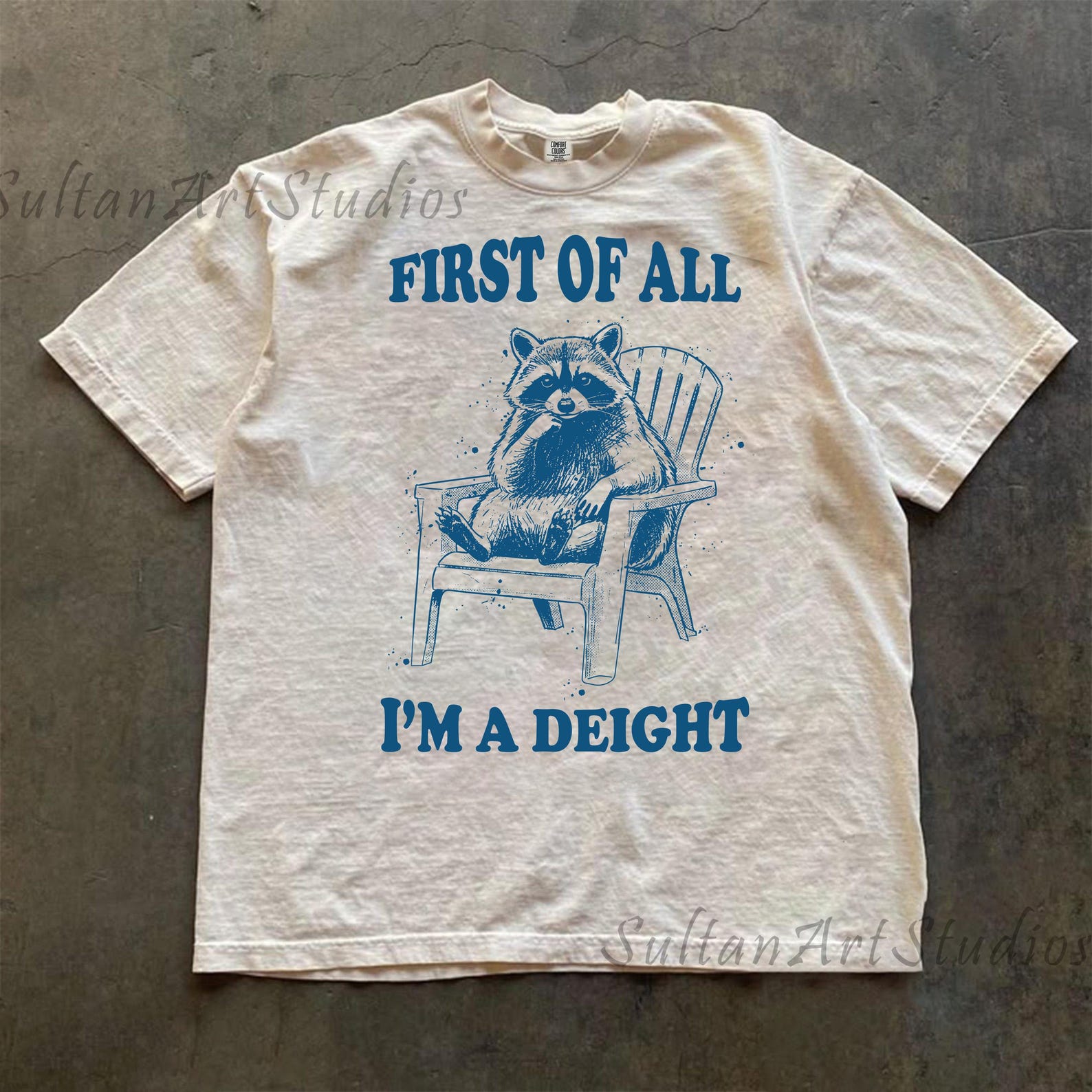 First of all I m a Delight Raccoon T-Shirt, Funny Raccoon Shirt, Quirky Wildlife Tee 3XL