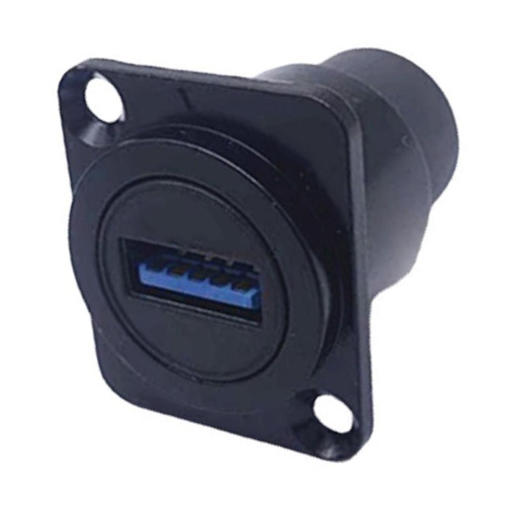 USB3.0 Panel Mount Connector Female To Female Stable Data Transmission D Type USB Socket for 86 Cabinet Panel Black