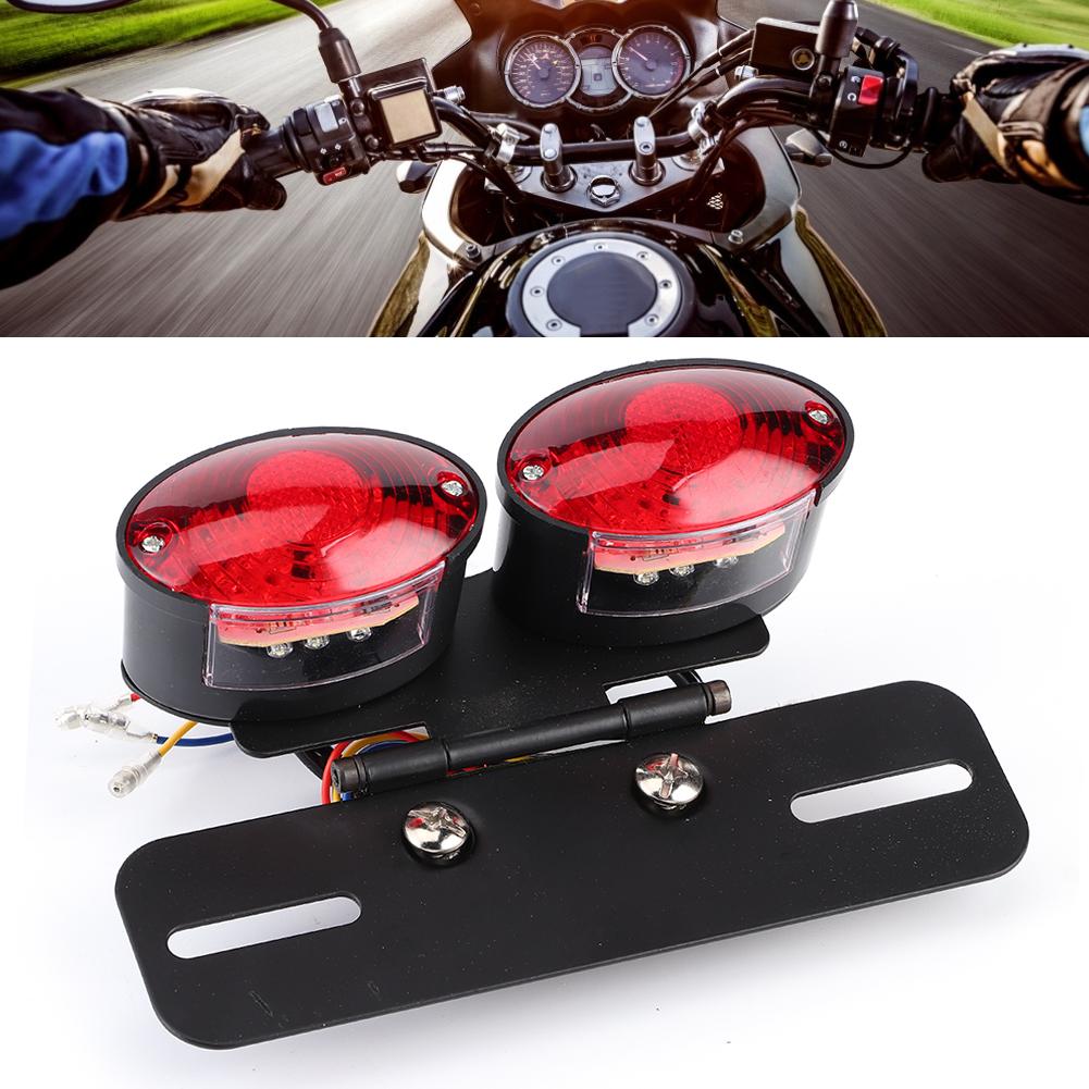 LED Bremsrücklicht Universal Retro Doppel Oval Blinker Kennzeichenleuchte Motorrad Umbau