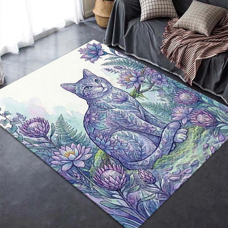 2025 New Dreamy Watercolor Animal Carpet Rug for Living Room Bedroom Home Sofa Decoration,Kids play Non-slip Floor Mat02