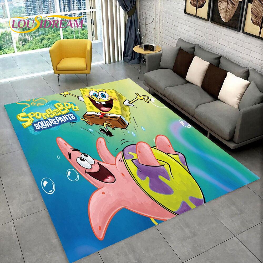 Cartoon S-SpongeBob Area Rug,Carpet Rug for Home Living Room Children Bedroom Sofa Doormat Decor,kids Play Non-slip Floor Mat