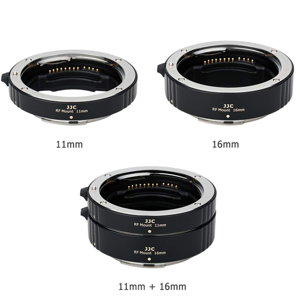 JJC Digital Extension Tube Set for Canon RF 11mm 16mm set with body cap and rear lens cap Compatible with Canon EOS R6 Mark R5 Mark and Ra Cameras +