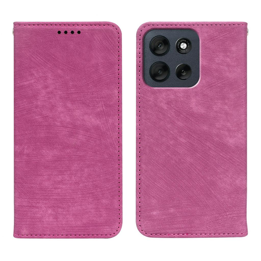 For Motorola Moto G56 5G Case Strong Magnetic Leather Wallet Phone Cover with Striped Texture