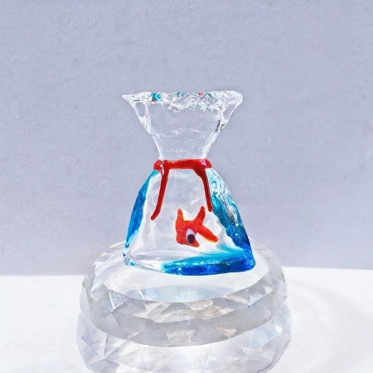 Glass Fish Tanks Figurines Collection Glass Ornament Statue Car Interior Dashboards Ornament for Birthday Home Decors